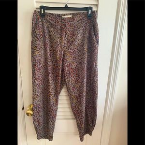Satin-y leopard print joggers
